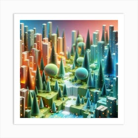 3d Cityscape 1 Art Print