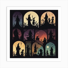 Witches Silhouettes Art Print