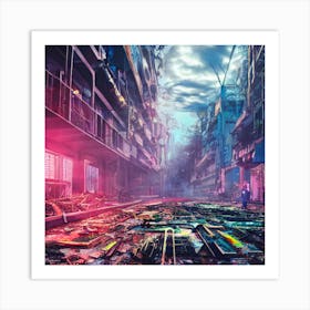 Cyberpunk ruins Art Print