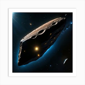 Yellow blue alien artifical asteroid floating in space 8 Art Print