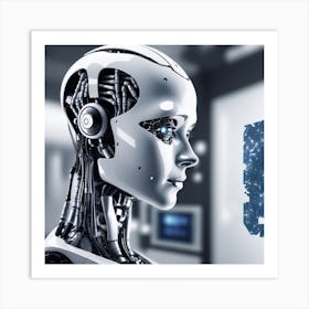 Woman With A Robot Head Art Print