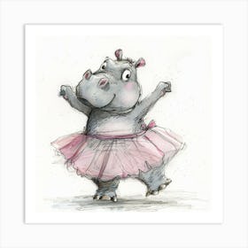 Ballerina Hippo 1 Art Print