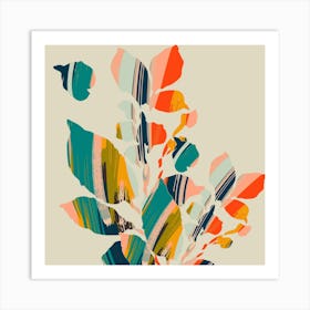Colorful Poplar Tree Leaf Square Art Print
