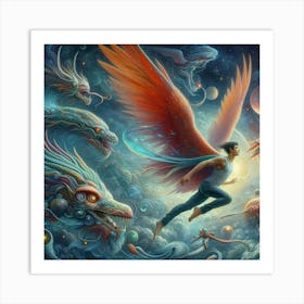 Man Flying Through Space Art Print