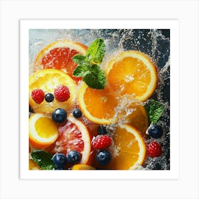 Oranges And Berries In The Water Art Print