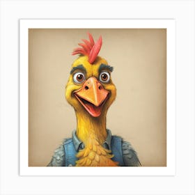 Chicken In Overalls Art Print