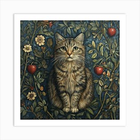 Cat In Apple Tree Art Art Print