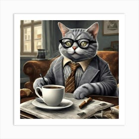 Business Cat Art Print