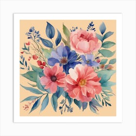 Watercolor Flowers Art Print