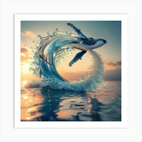 Whale Jumping Out Of The Water Art Print