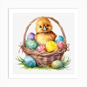 Easter Chick In Basket 9 Art Print