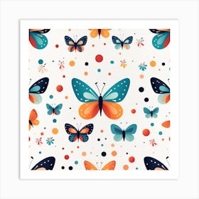 Butterflies On A White Background Art Print