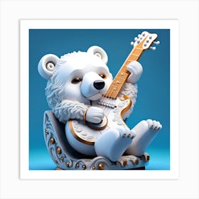 Polar Bear Playing Guitar 1 Art Print