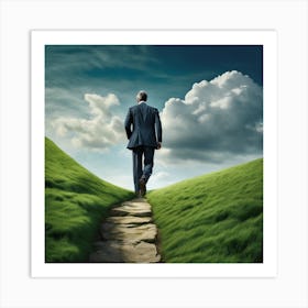 Businessman On A Path To Success Art Print