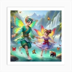 Fairy children at play  Art Print