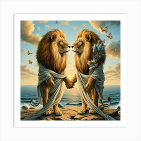 Lions In Love Art Print