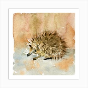 Hedgehog Watercolor Painting Art Print