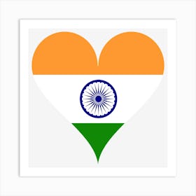 Heart Love Coat Of Arms Flag India South Asia Heart Shaped Chakra Wheel Art Print