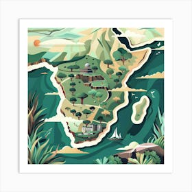 African Map Illustration Art Print