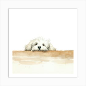 Dog Peeking Over The Wall 11 Art Print