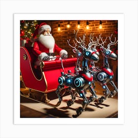 Santa with Sleigh Art Print