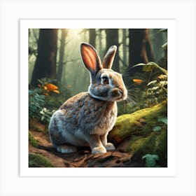 Rabbit In The Forest 120 Art Print