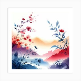 Chinese Watercolor Painting 2 Art Print