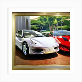 Ferrari red and white  Art Print