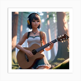 Girl playing Guitar Art Print