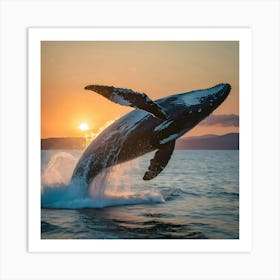 Humpback Whale Jumping Out Of The Water 9 Art Print
