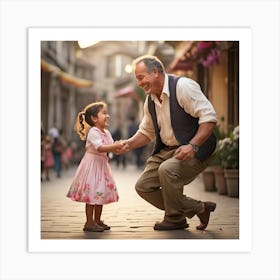 Old Man And Little Girl Art Print