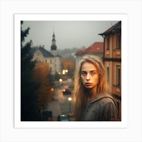 Portrait Of A Girl In A City Art Print