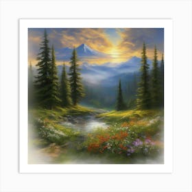 Peaceful Mountain Scene Art Print