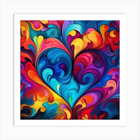 Abstract Colorful Heart Painting Art Print