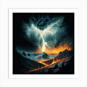 Impressive Lightning Strikes In A Strong Storm 4 Art Print