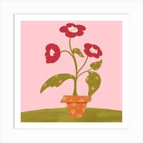 Flower Pot - Cats in Flowers - Floral Cat Art 1 Art Print