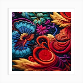 Colorful Embroidery Art Print