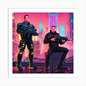 Two Men In A Futuristic Setting Art Print