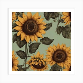 Default Default Retro Vintage Sunflower For Defferent Seasons 1 (1) Art Print