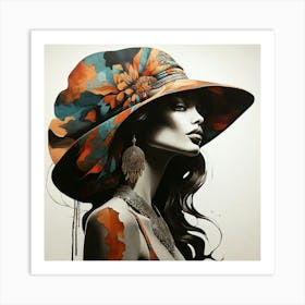 Boho Art Silhouette of a stylish woman 1 Art Print