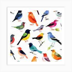 Watercolor Birds Art Print