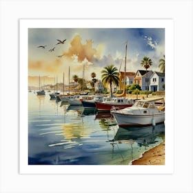 Boats In The Harbor Art Print