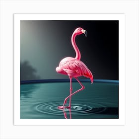 Flamingo In Water Art Print