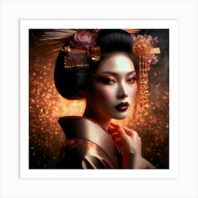 Japan Traditional Geisha Illustration By Ad 66 Art Print