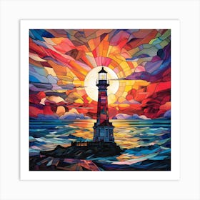Maraclemente Stained Glass Lighthouse Vibrant Colors Beautiful 4 Art Print