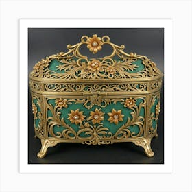 Gold And Green Jewelry Box Art Print