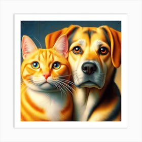 Dog And Cat Art Print
