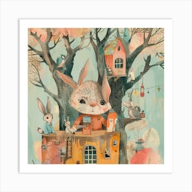 Rabbits In The House Art Print
