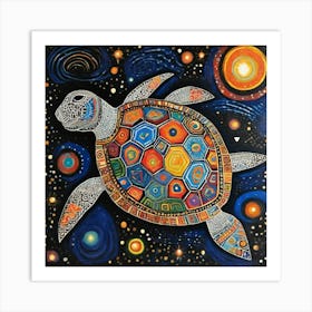 Turtle In Space Art Print