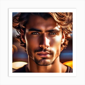 Portrait Of A Man With Curly Hair Art Print